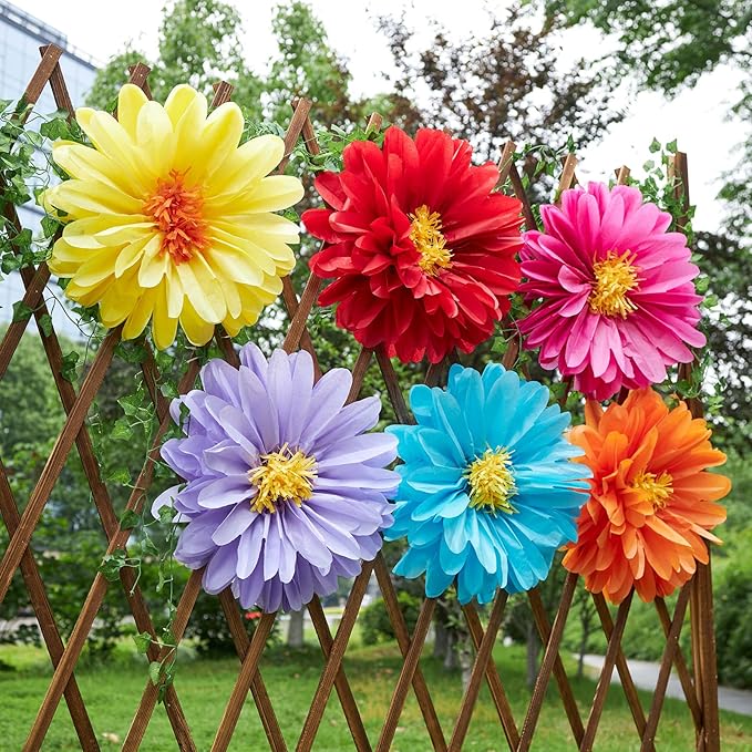 Homarkable 6 Pcs Large Tissue Paper Flowers, 20 Inch Handcrafted Giant Paper Flowers for Mexican Party Summer Wedding Birthday Backdrop Baby Shower Nursery Craft Outdoor Wall Decor