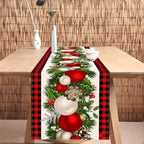 Nepnuser Black and Red Buffalo Check Plaid Christmas Table Runner 108 Inches Long Seasonal Winter Xmas Party Decoration Holiday Home Kitchen Dining Room Decor