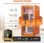 Far Infrared Sauna for Home 1 Person Indoor Wood Sauna Personal Spa Room 120V with Red Light Bluetooth Speakers 31.5"x31.5"x63"