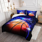 Datura home Kids Comforter Set Basketball Printed Pattern Bedding Set with 1 Comforter and 2 Pillowcases for Girls Boys Bedroom All Season(Basketball Full)