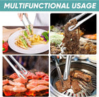 meekoo 6 Pcs 11 Inches Stainless Steel Korean BBQ Grill Tongs Japanese Barbecue Tongs for Cooking Portable Kitchenware Home Outdoor Steak Salad Food