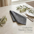 Urban Villa Cloth Napkins Cotton 20x20 (Set of 12) Black/White