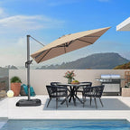 PURPLE LEAF 9 Feet Patio Umbrella Outdoor Cantilever Square Umbrella Aluminum Offset Umbrella with 360-degree Rotation for Garden Deck Pool Patio Taupe