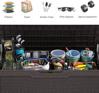 YITAHOME 80 Gallon Resin Deck Box, Weather Resistant Outdoor Rattan Storage Box, Lockable Indoor Outdoor Storage for Supplies and Essentials, Dark Brown
