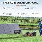 ALLWEI 2400W Portable Power Station (Surge 4800W) with 1x400W Solar Panel and 1x2048Wh Expansion Battery Included, 4 AC Outlet, LiFePO4 Battery Backup Generator for RV Camping Emergency Outdoor Home