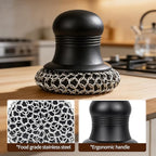 316 Upgraded Cast Iron Scrubber with Pan Scraper,Cast Iron Cleaner for Grill Pan Skillet Wok Carbon Steel,Ergonomic to Hold Easy to Use Dishwasher Safe ((Large Chain Mail))