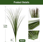 48PCS 17.3" Fake Plants Artificial Wheat Grass Greenery Plastic Plants Fake Grass Artificial Plants for Outdoor Decor Artificial Grass Plant with Greenery Stems for Indoor Home Decoration