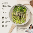 CAROTE Non Stick Frying Pan, 10 Inch White Granite Skillet with Glass Lid | Non Toxic Kitchen Healthy Cookware, Compatible with All Stovetop, Easy to Clean, PFOA Free