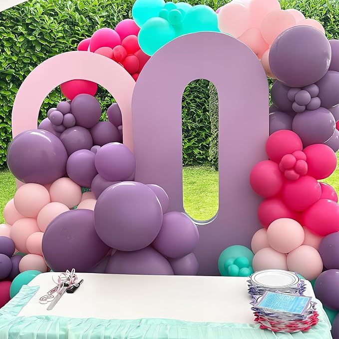 Pink Purple Blue Balloons 60 Pcs Hot Pink Light Pink Teal Purple Latex Balloon Pastel Purple Teal Pink Confetti Balloons for Kids Magic Theme Mermaid Princess Birthday Baby Shower Party Decor
