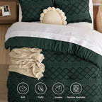 Bedsure California King Comforter Set - Forest Green Comforter, Boho Tufted Shabby Chic Bedding Comforter Set, 3 Pieces Farmhouse Bed Set for All Seasons, Fluffy Bedding Set with 2 Pillow Shams