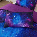 NINENINE Galaxy Comforter Sets Space Bedding 5PCS Queen Size Comforter Sets for Girls Purple Bedding Set(1Comforter, 1Flat Sheet, 1Fitted Sheet, 2Pillowcases)…