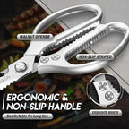 TIJERAS Kitchen Scissors Shears Set - 2PCS Stainless Steel Sharp | Meat & Heavy Duty Poultry Sharp Shears, Dishwasher Safe, Japanese Cooking Scissor for Food Chicken, Gifts for Women, Silver