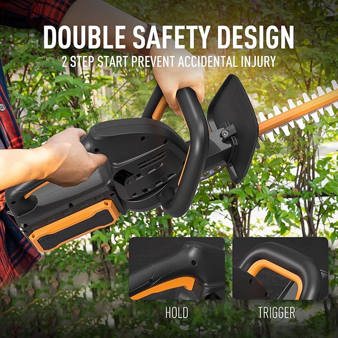 40V 21.6" Battery Hedge Trimmer, 0.7" Cutting Diameter Cordless Hedge Trimmer, Dual Action Blade Power Hedge Trimmers, Electric Hedge Trimmer with Battery & Charger Included