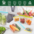SPLF 12 Pack Reusable Sandwich Bags Dishwasher Microwave Safe | BPA Free Extra Thick Leakproof Reusable Freezer Bags, Silicone Free Containers for Meal Prep, Fridge Kitchen Organization