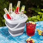 2 Pack Collapsible Buckets 5L 1.3Gallon Small Cleaning Bucket for Household Portable Plastic Bucket Outdoor Car Washing Tub Foldable Camping Beach Sand Water Pot Pail Space Saving Square Grey