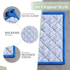 Maison d' Hermine 100% Cotton Oven Mitt & Pot Holder Set (7.5"x13" & 8"x8") | Heat Resistant BBQ Cooking Gloves with Loop Baking Grilling Kitchen Hotel Home Farmhouse Spring Summer - Passiflora