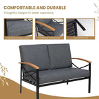 Shintenchi 5 Piece Outdoor Patio Furniture Set, Metal Sofa Conversation Set, including Loveseat, Two Single Chairs and Two Coffee Tables for Backyard, Patio, Balcony, Poolside (Dark Grey)