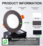 [6 Pack] CLOUDY BAY 4inch Smart WiFi LED Recessed Lights,RGB Color Changing Recessed Lighting,Compatible with Alexa and Google Home Assistant,10W 2700K-6500K,CRI90+ Wet Location,Oil Rubbed Bronze