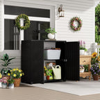 HOMSPARK Indoor/Outdoor Storage Cabinet with Doors and 1 Shelf, 34”x15”x34” HDPE Plastic Storage Box for Bedroom, Bathroom, Living Room, Balcony, Multi-Purpose for Daily Tools, Black