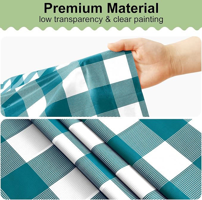 10 Packs Buffalo Disposable Table Cloth, 54 x 108 Inch Waterproof Plastic Tablecloth, Rectangle Turquoise and White Checkered Table Covers for Picnic, Birthday, Party, Back to School