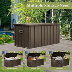 CHUNLY 120 Gallon Outdoor Deck Box, Waterproof Patio Storage Box Storage Bench for Outside Cushions, Garden Tools, Pool Accessories (Dark Brown)