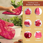 Maison d'Hermine Oven Gloves 100% Cotton Oven Mitt (7" x 13", Pack of 1) | With Loop Heat Resistant BBQ Cooking Gloves Baking Kitchen Handling Hot Pans Thanksgiving Christmas - Versailles
