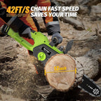 12 Inch Cordless Brushless Electric Chainsaw, 2 × 4.0Ah Batteries & Auto Oiler Security Lock, 42 FT/S Powered Compact HandHeld Chain Saw, for Tree Trimming, Wood Cutting Garden, Pruning