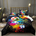 Bodhi Soccer Comforter Set Full,Boys Sports Comforter Set Full,Rainbow Graffiti Football Bedding Set for Boys,Kids,Teens with Matching Pillowcases,Boys Teen Comforter Set Full
