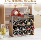 KLM 3-Tier Wine Rack, can Hold 12 Bottles.Suitable for Home Kitchens, Restaurants, Food Pantries, cabinets, and Bars.