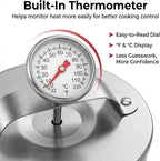 Stainless Steel Ham Maker with Thermometer, 304 Food-Grade Deli Meat Press Mold, 2-2.5 Lbs Capacity, Easy to Use & Dishwasher Safe for Homemade Ham, Luncheon Meat, Bacon - Home & Commercial Use