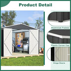 Favfurish Outdoor Storage Shed 10×12 FT,Metal Waterproof Tool Sheds with Lock and Key,Heavy-Duty Sheds Unit W/Doors and Vents,Galvanized Steel Garden House for Storing Bicycles,Barbeques,Black