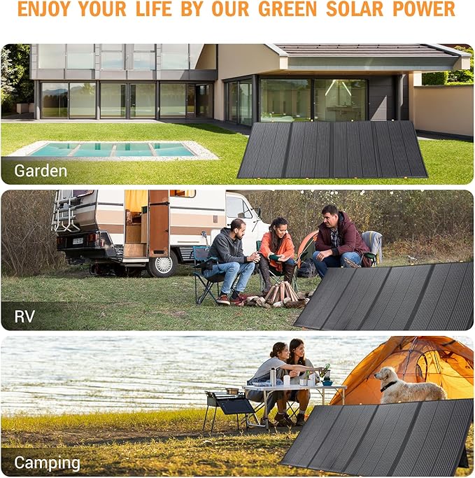 400W Portable Solar Panel,Foldable Solar Panel Power Backup,36V Output Solar Charger for Power Station Off Grid Outdoor Activities, RV, Marine,Camping, Solar Generator, IP67 Waterproof