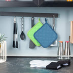 Joyhalo 5 Pack Pot Holders for Kitchen Clearance | Cotton Made, Machine Washable, Heat Resistant Potholder, Hot Pads, Trivet for Cooking and Baking, Federal Blue