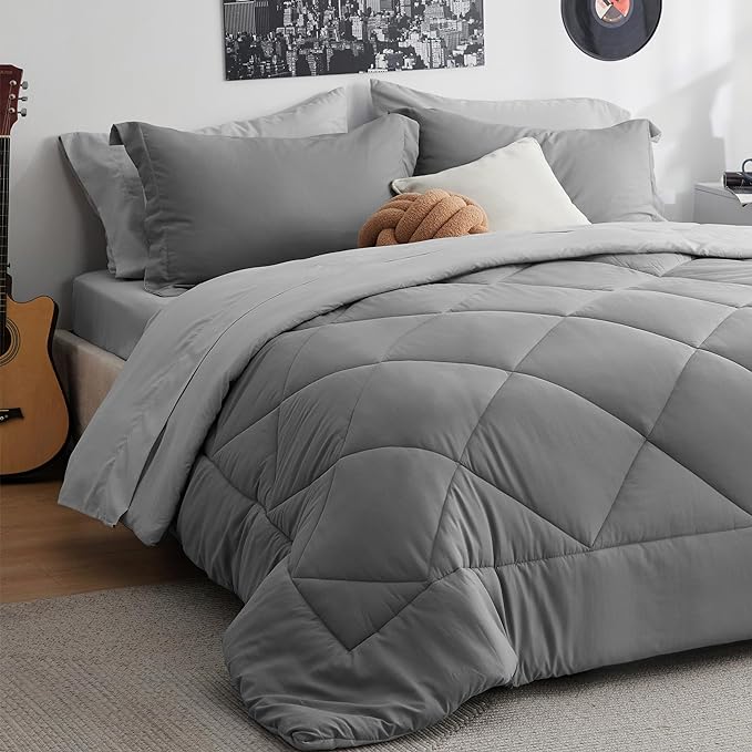Bedsure King Size Comforter Set - 7 Pieces Reversible King Bed in a Bag, King Bed Set with Comforters, Sheets, Pillowcases & Shams