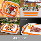 Tiawudi Large Collapsible BBQ Prep Tub with Lid(4.22 Gal/16L), Foldable Camping Sink with Colander, Cutting Board, Dish Basin for Kitchen, Bowl, Vegetable and Fruit, Storage Basket for Picnic
