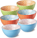 12 Oz Dessert Bowls Set of 6, 4.8 Inch Small Porcelain Ice Cream Bowls Set, Colorful Ceramic Cereal Bowls for Side Dishes, Dip, Snack, Rice, Soup, Portion, Fruits, Microwave and Dishwasher Safe