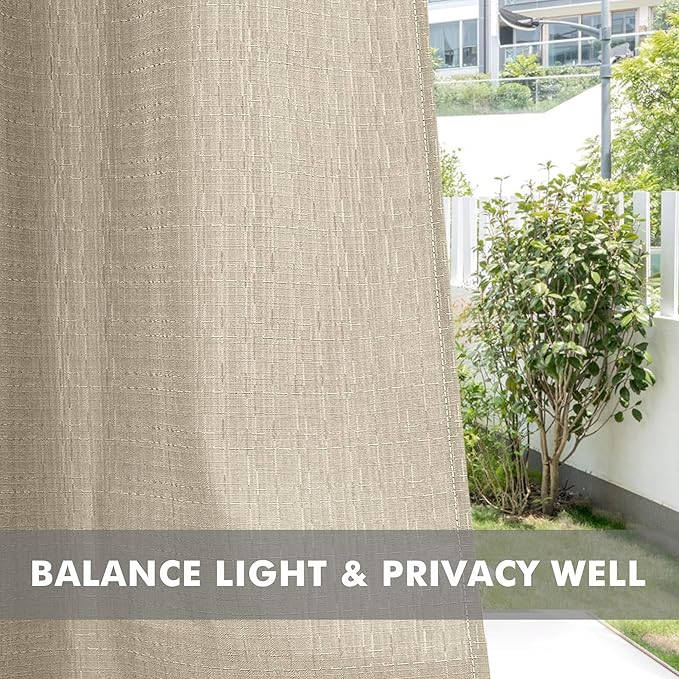 HolidayIdeas 4 Panels Linen Outdoor Curtains for Patio Waterproof Cream Outside Curtains 120 inch Long-Indoor/Outdoor Gazebo Curtains Weatherproof, Privacy for Pergola, Porch, Cabana 54"x120"