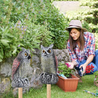 Hedoc 2 Pack Fake Owl Decoys to Scare Birds Away from Gardens and Rooftop, Long-Eared Owl Bird Deterrents, Nature Scarecrow Plastic Owls Pest Repellent, Owl Statue for Garden Decor, Yard Decoration