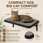 Cat Wall Shelves Set of 2, Black Solid Wood Cat Window Perch with Grey Sisal Cushion, Wall-Mounted Space-Saving Climbing Bed, Lounging Shelf for Kittens & Cats, Black Furniture for Indoor