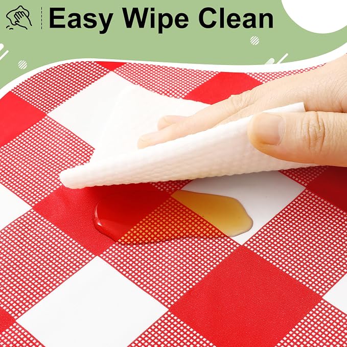 16 Packs Buffalo Disposable Table Cloth, 54 x 108 Inch Waterproof Plastic Tablecloth, Rectangle Red and White Checkered Table Covers for Picnic, Birthday, Party, Back to School