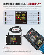 3000 Watt Inverter Pure Sine Wave DC 24V to 110V/120V AC Power Inverters with 2 AC Charger Outlets 6000W Peak Car Solar Converter for Vehicles Home with LCD Display and 2.4A USB Charging Port
