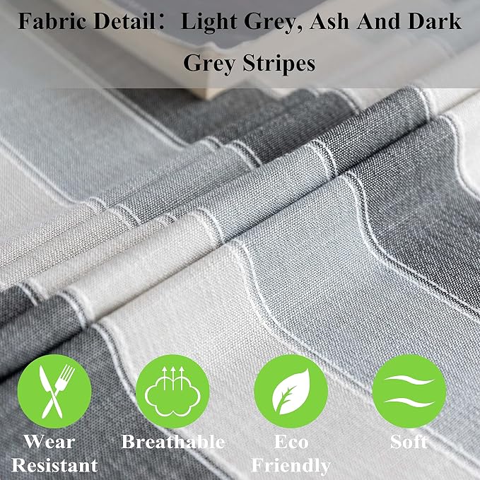 Home Brilliant Square Tablecloth 52x52, Striped Table Cover for Kitchen, Cotton Linen Table Cloth for Indoor Outdoor Picnic(52 x 52 Inch, Dark Grey)