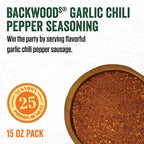 LEM Products Backwoods Garlic Chili Pepper Fresh Sausage Seasoning, 15 oz | Pre-Measured Seasoning for Wild Game and Domestic Meat, Seasons Up to 25 Pounds of Meat for Homemade Sausages