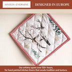 Maison d' Hermine Pot Holders 100% Cotton Potholders (8" x 8", Pack of 1) | Heat Resistant Hot Pads with Loop BBQ Cooking Baking Hotel Kitchen Handling Hot Pans Thanksgiving Christmas - Rural Christmas