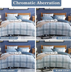 Light Blue Twin Bed Set, Plaid Twin XL Comforter Set for Boys & Girls,Classic Homestead-style Twin Comforter Set with Sheets and Comforter Set