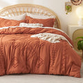 Bedsure Boho Comforter Set Twin - Terracotta Tufted Bedding Comforter Set, 2 Pieces Farmhouse Shabby Chic Embroidery Bedding Set, Soft Geometric Pattern Comforter for All Seasons