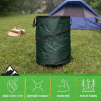 Wakeman Outdoor Trash Can - 46-Gallon Collapsible Garbage Can with 3 Stakes - Pop Up Trash Bin for Camping, Storage, or Yard Waste Outdoors (Green)
