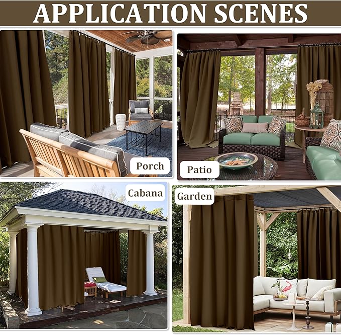 Gazebo Universal Replacement Privacy Curtain,10'×13' Gazebo Outdoor Waterproof Curtains, 4-Panels Sidewall Curtains with Double Zipper for Patio Canopy, Garden and Backyard (Curtain Only)