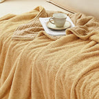 EMME Muslin and Fleece Throw Blanket Reversible - 50"*60" Beige Soft Warm Throw Blankets for Couch Bed Picnic Travel Bed