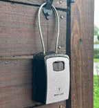 Iron Lock® XXL Portable Key Lock Box, 15in Steel Cable, Code (XXL, Grey) | Holds 20-30 keys + car fobs; unique built-in tray; loops on gate or rail or wall-mounts; resettable code; dial cover